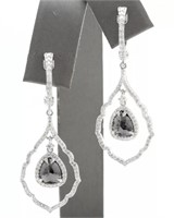 2.70 Cts Natural Black & White Diamond Earrings