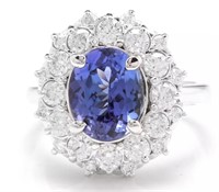 5.28 Cts Natural Tanzanite Diamond Ring