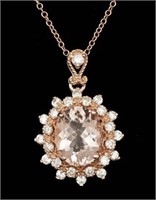 AIGL 3.20 Cts Morganite Diamond Pendant