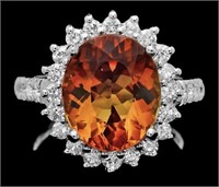 AIGL 6.05 Cts Natural Citrine Diamond Ring