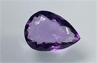 Certified 10.40 Cts Natural Pear Cut Amethyst