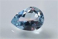 Certified 9.25 Cts Natural Pear Cut Blue Topaz