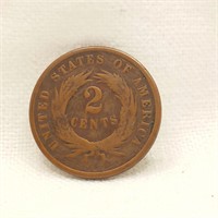 1868 US 2 Cent Coin