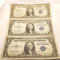 3 $1 Silver Certificates 1935D & G