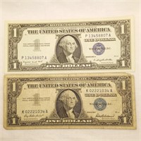 2 $1 Silver Certificates Series 1957 & 57A