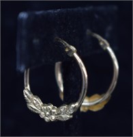 10k Gold Flower Hoop Earrings