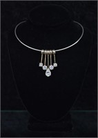 Sterling Silver CZ Cable Collar Necklace