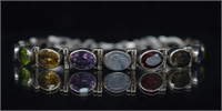 Sterling Silver Multi-gemstone Bracelet