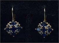 14k Gold Sapphire & Diamond Accent Earrings