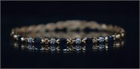 Gold-tone Sterling Silver Sapphire Bracelet