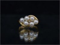 10k Gold Pearl & Diamond Accent Ring
