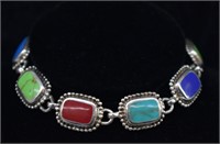 Sterling Silver Turqouis & Natural Stone Bracelet