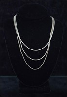 3 pcs. Sterling Silver Cable Chain Necklaces
