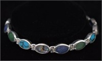 Sterling Silver Abalone & Natural Stone Bracelet