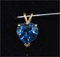 10k Gold London Blue Topaz Heart Pendant