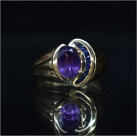 10k Gold Amethyst & Blue Sapphire Ring