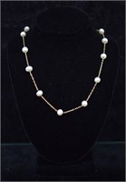 14k Gold Genuine Pearl Necklace
