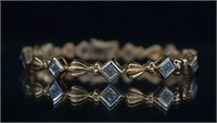 Gold-tone Sterling Silver CZ Bracelet