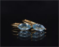 14k Gold Sky Blue Topaz Earrings