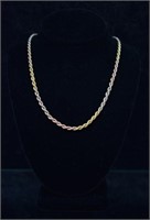 14k Gold Tri-Color Rope Twist Necklace