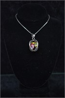 Sterling Silver Millifore Bead Pendant Necklace