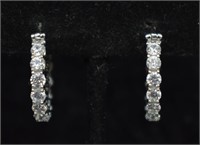 Sterling Silver CZ Hoop Earrings