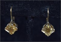 Gold-tone Sterling Silver Citrine Dangle Earrings