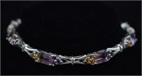 Sterling Silver Citrine / Amethyst Bracelet