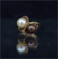 10k Gold Double Pearl Ring