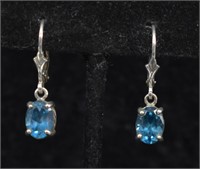 Sterling Silver Blue Stone Dangle Earrings