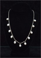 Sterling Silver Genuine Pearl Necklace