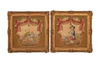 TWO LOUIS XVI FRAMED AUBUSSON TAPESTRIES