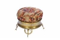 FOOTSTOOL WITH PERSIAN BRASS BASE
