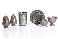 GROUP OF SIX COLONIAL & GERMAN SILVER PIECES, 287g