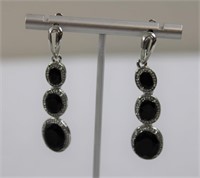 Black stone chandelier earrings