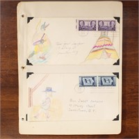 US Stamps 30 Color hand drawn 1940s FDCs Sampson a