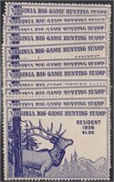 US Stamps 1938 Virginia Resident Hunting Stamps