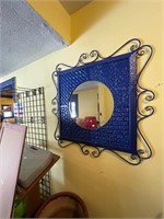 Blue Metal Decorative Mirror
