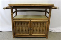 Vintage Mid Century Rattan Bar Cabinet