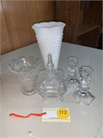 VINTAGE MILK GLASS AND LEAD CRYSTAL MISC