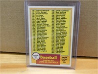 1981 Baseball Opee Chee Check List