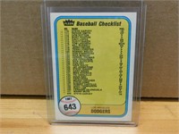 1981 Baseball Fleer Checklist - Dodgers/ Expos