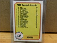 1981 Baseball Fleer Checklist - Reds  /  Orioles