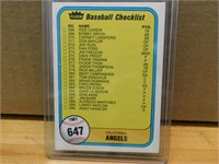 1981 Baseball Fleer Checklist - Cubs /  Angeles