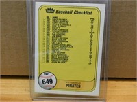 1981 Baseball Fleer Checklist - Indians /  Pirates