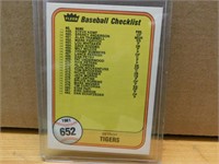 1981 Baseball Fleer Checklist - Tigers / Padres