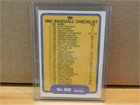 1982 Baseball Fleer Checklist - Orioles / Expos