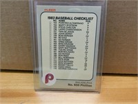 1983 Baseball Fleer Checklist - Phillies / Red Sox