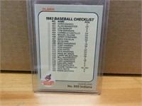 1983 Baseball Fleer Checklist - Indians / Jays