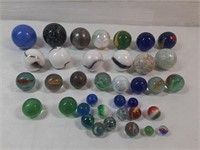 Colorful & White Marble Lot 36 Mables Various Sz.